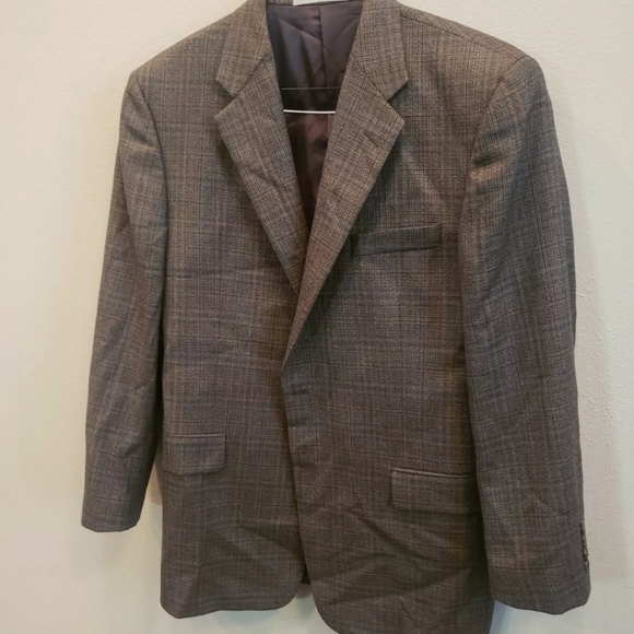 HICKEY FREEMAN Jacket Blazer Sport Coat Plaid Worsted Wool 44R Made in USA